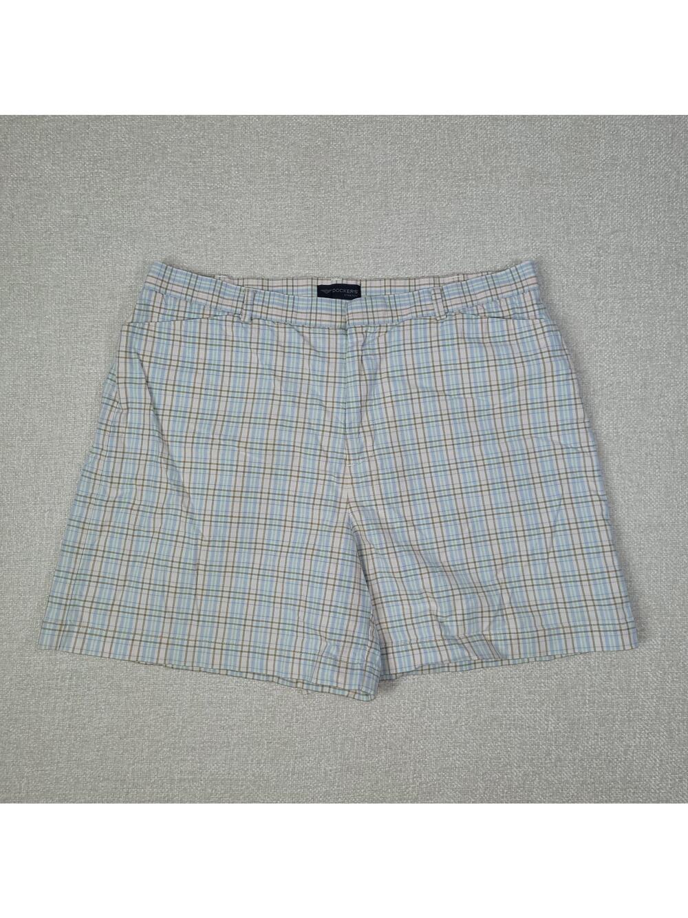 DOCKERS Stretch Fit Blue Plaid Metro Bermuda Shorts Stretch Cotton Women's 14